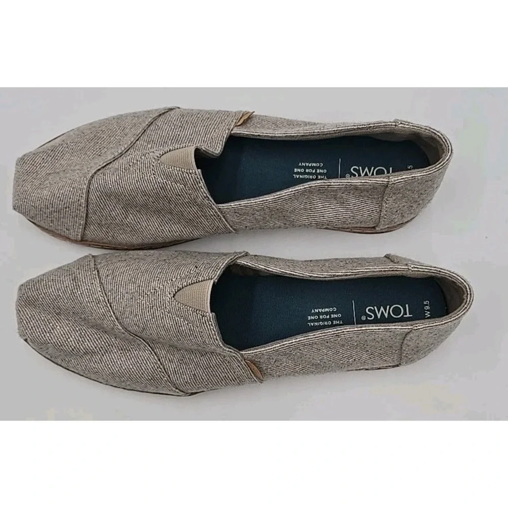Toms Alpargata Leather Wrap Natural Shimmer‎ Twill Womens 9.5 Beachy